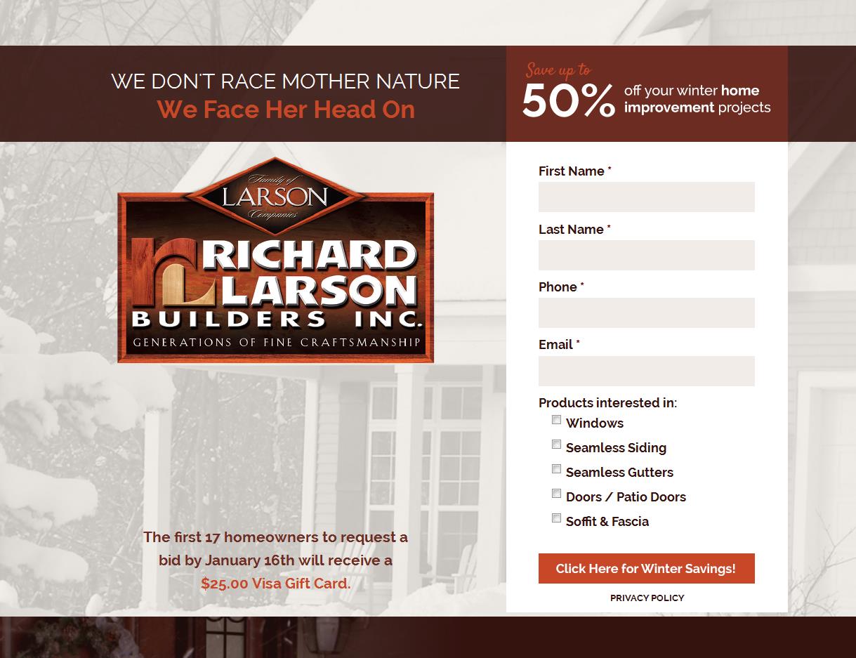 What Is A Landing Page Image Inc Landing Page Of Richard Larson Builders Hutchinson Mn