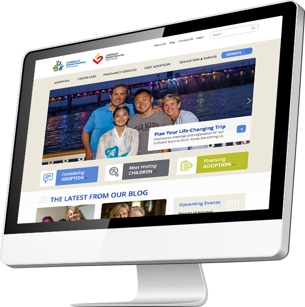 computer monitor displaying website