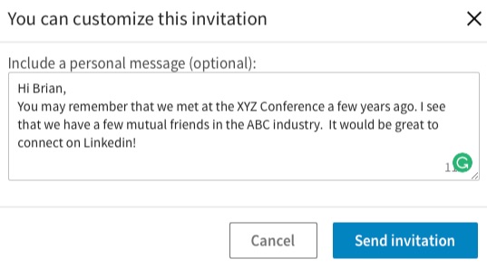 customized Linkedin Invitation