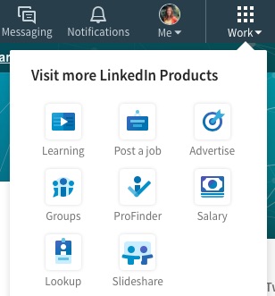 Linkedin Product under new Work icon