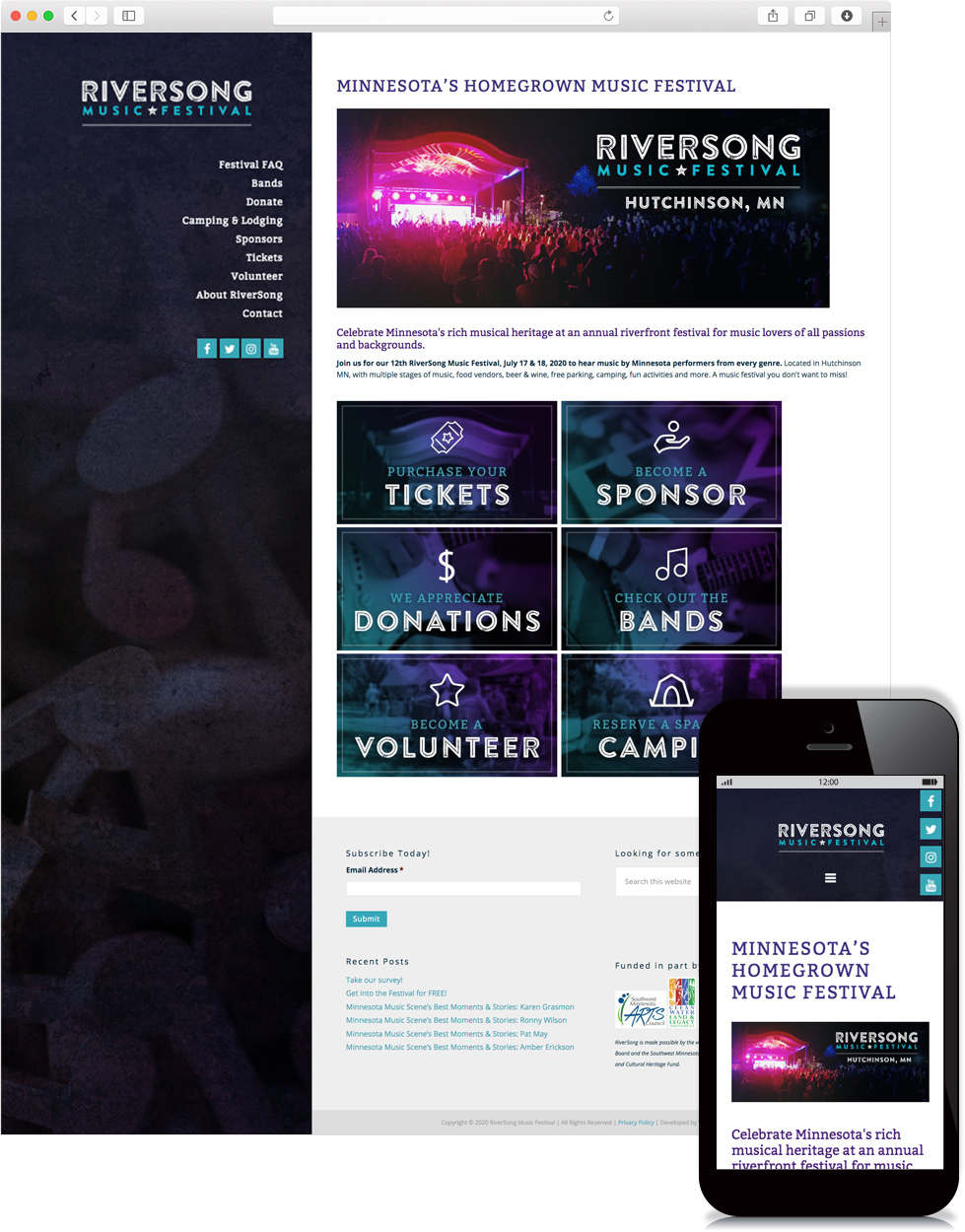 Riversong Homepage layout