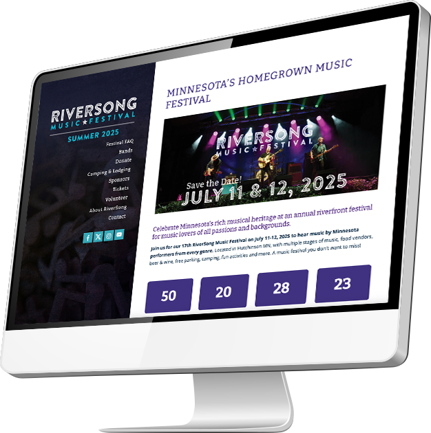 Riversong website on computer screen