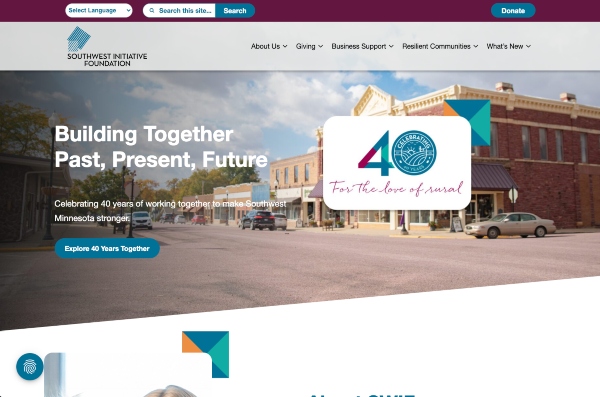 SWIF homepage design.