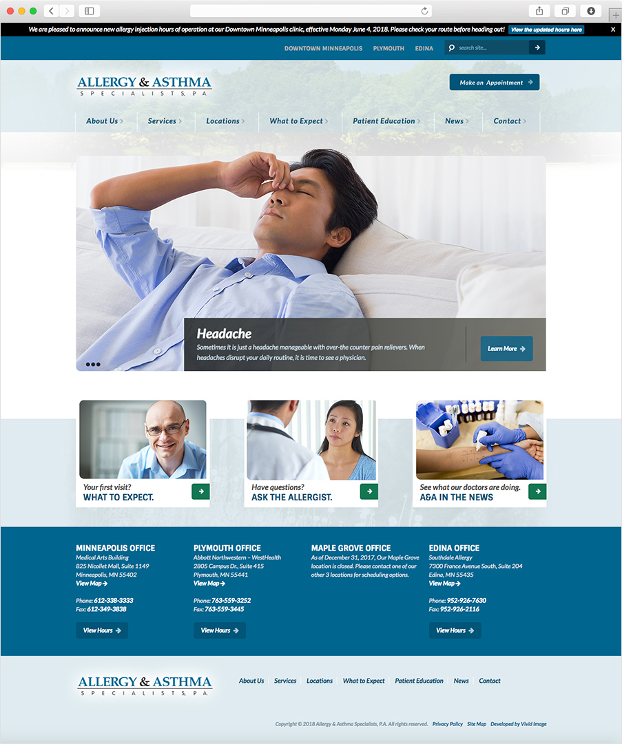 Allergy Asthma website homepage
