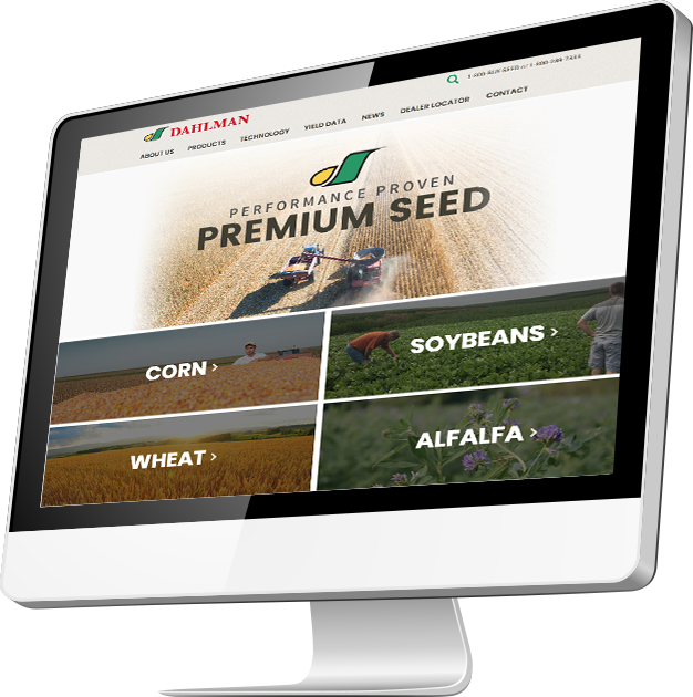 Dahlman Seed Homepage on computer