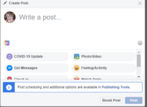 Facebook COVID-19 Post Option
