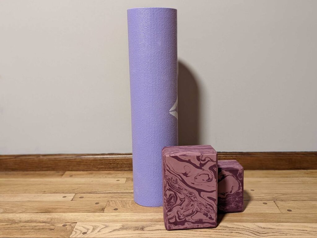 yoga mat and blocks