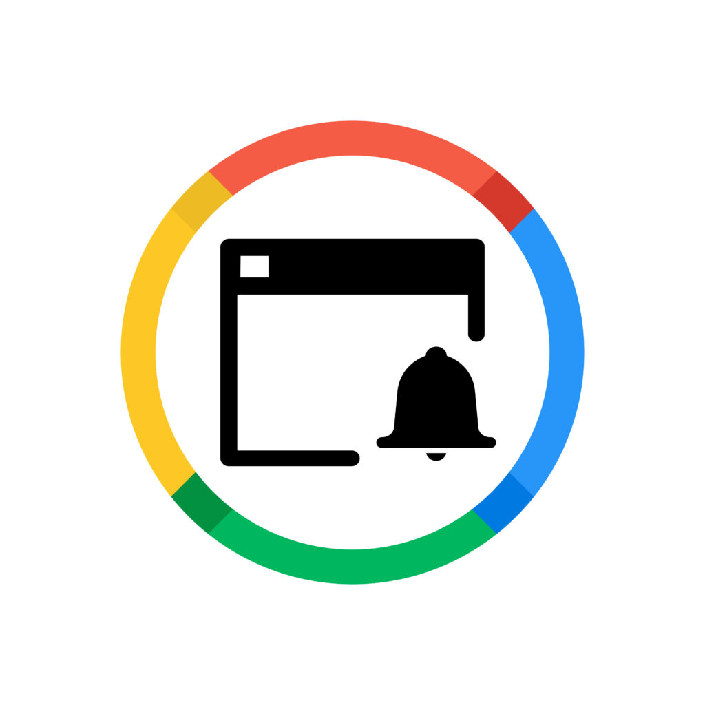 Set up and use Google alerts Google colored circle with calendar and bell icons signifying being alerted