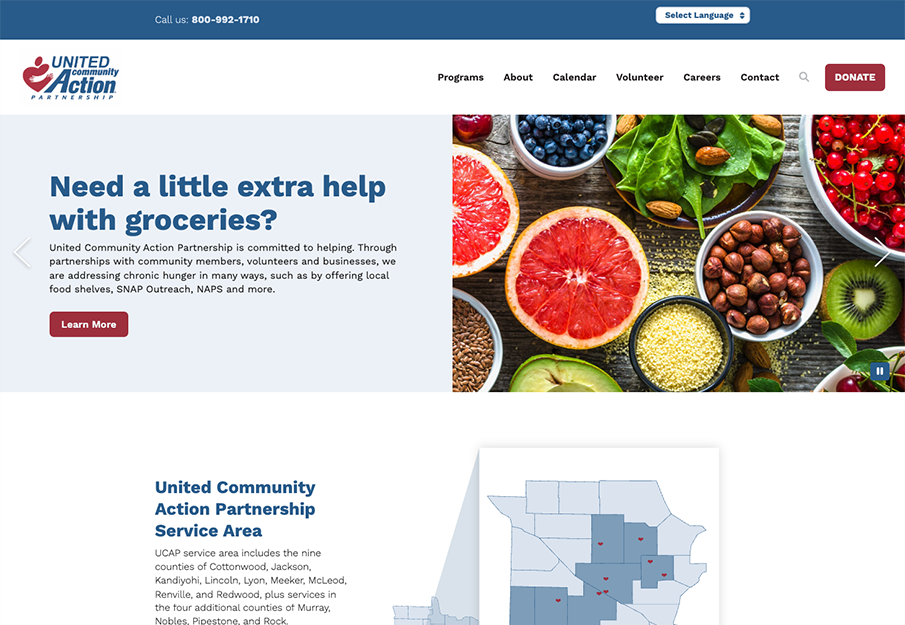 UCAP homepage of website
