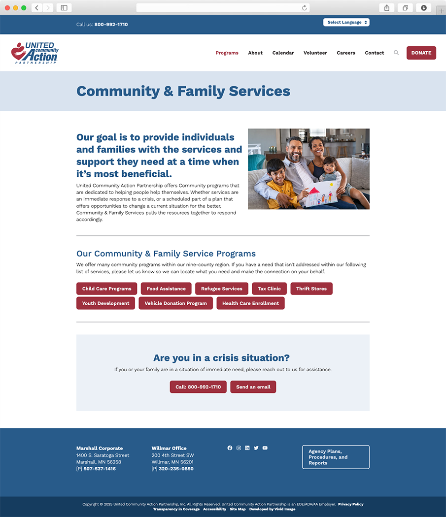 UCAP community and family services webpage