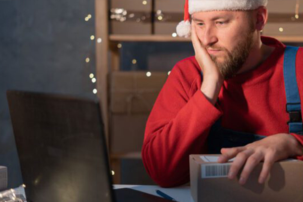 store owner stressed about holiday marketing