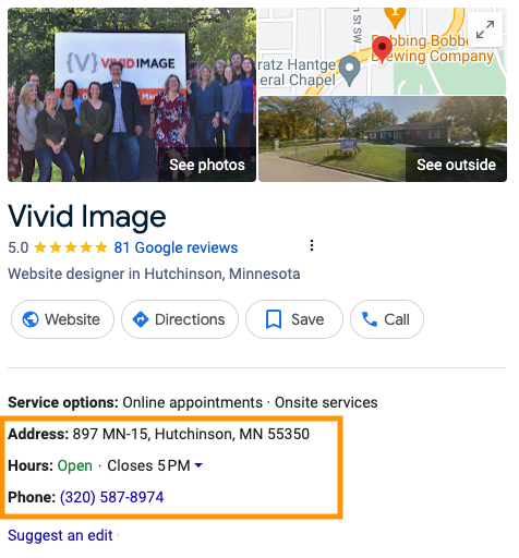 Vivid Image Google Business Profile