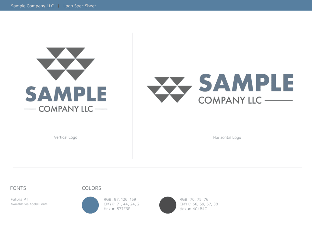 example of a finalized logo spec sheet