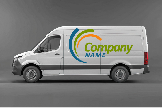 Generic company logo on white van mockup.