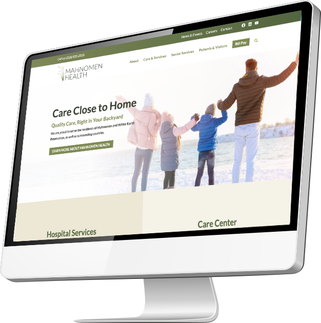 mahnomen health website on computer monitor