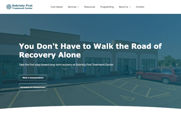 Sobriety First Treatment Center home page.