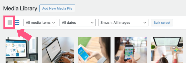 List view icon in Media Library