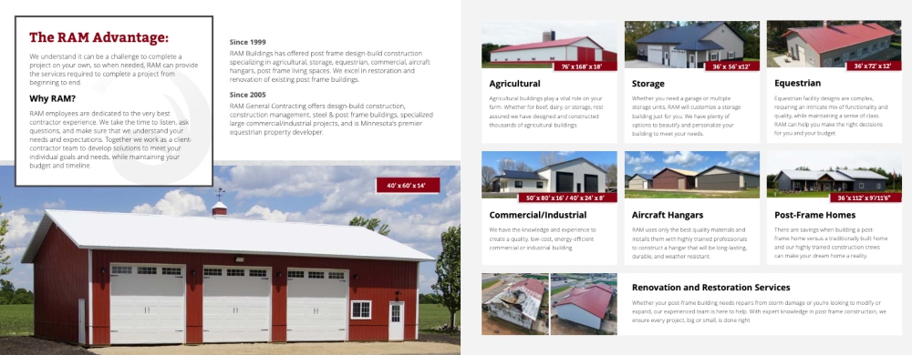 RAM Buildings sales booklet pages.