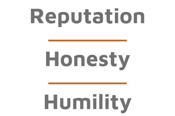 Trust, Reputation, Honesty, Humility, Discipline