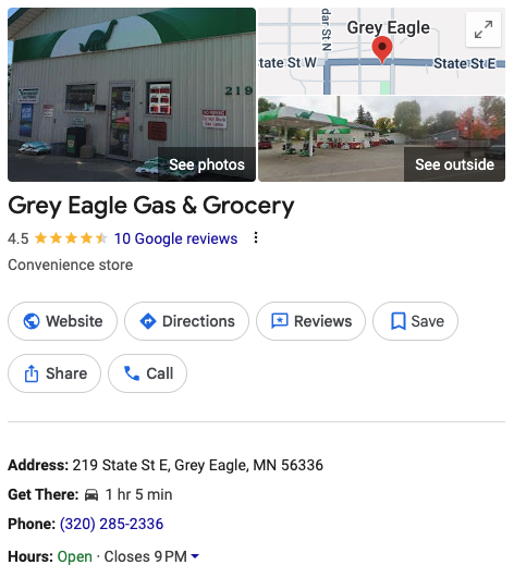 Grey Eagle Gas & Grocerty Google Business Profile