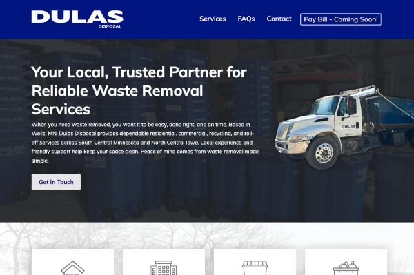 Dulas Disposal homepage.
