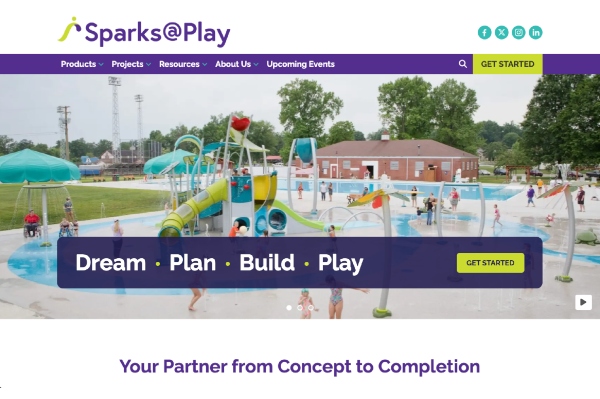 Sparks@Play homepage displaying playground equipment.