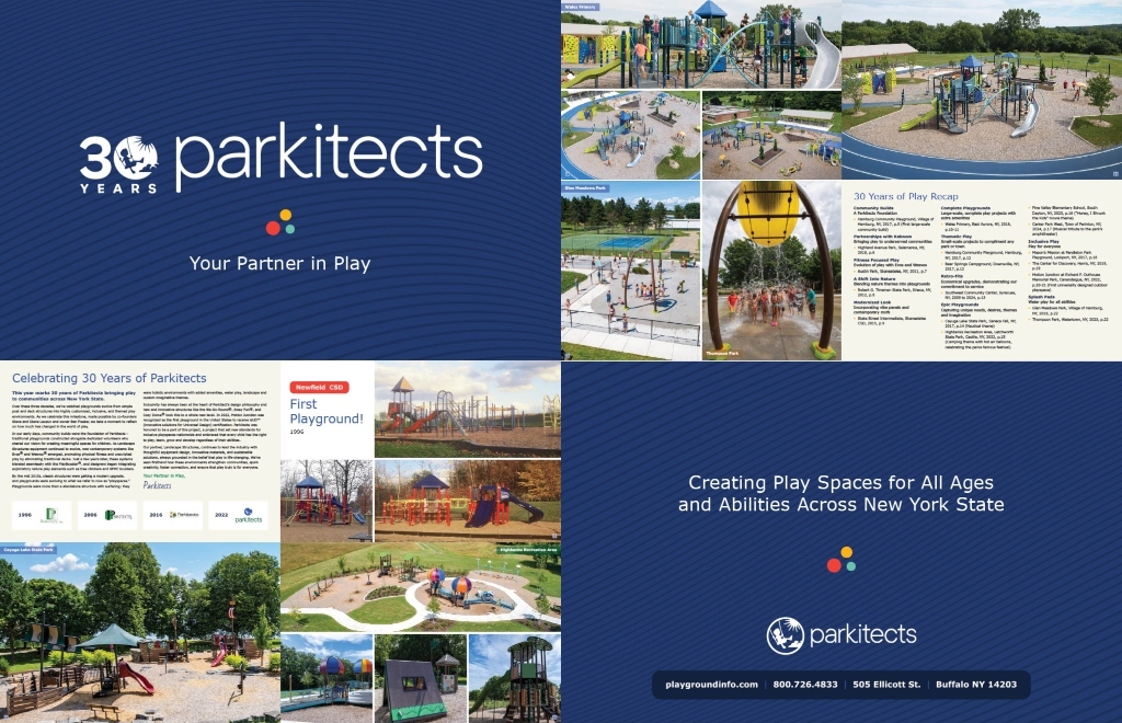Cover and interior page examples of the Parkitects ASLA booklet.
