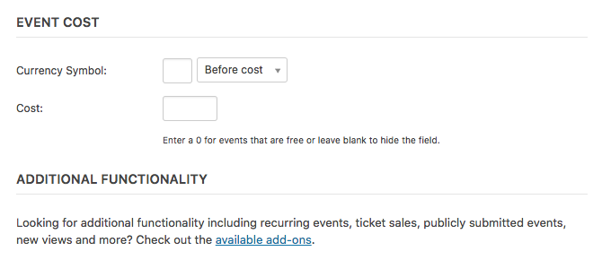 Setting the event cost