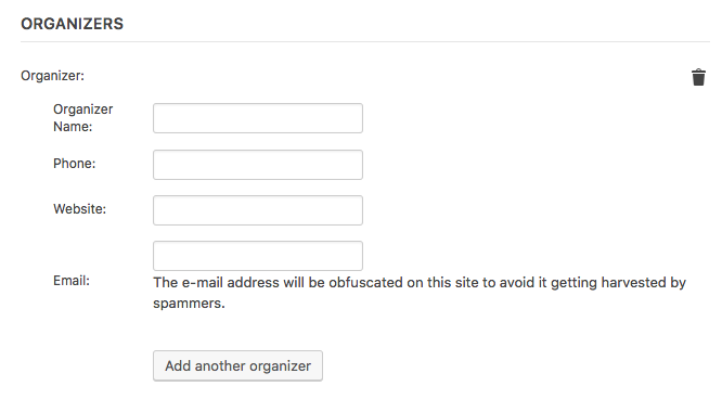 Setting the event organizers