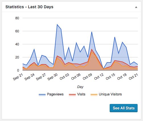 Google Analytics dashboard statistics