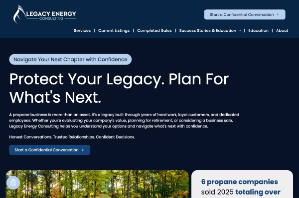 Legacy Energy Consulting homepage.